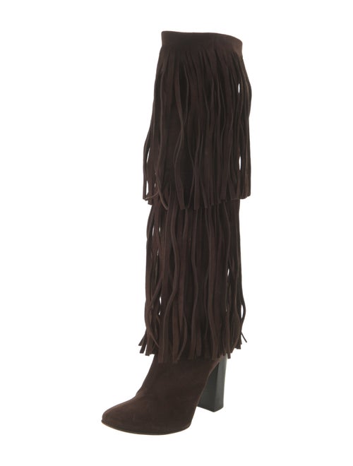 Chloé Suede Fringe Trim Accent Boots