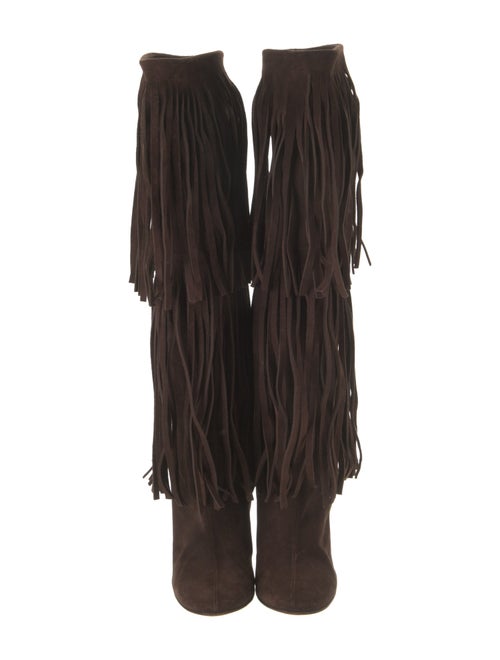 Chloé Suede Fringe Trim Accent Boots
