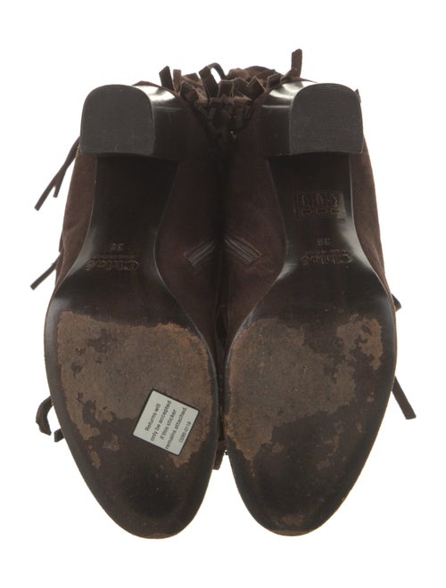 Chloé Suede Fringe Trim Accent Boots