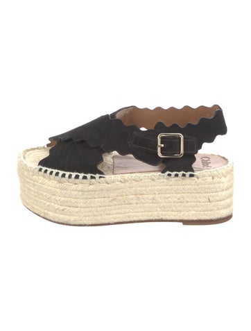 Chloé Sandals Suede Scalloped Accent Espadrilles Us6, It36 | 6