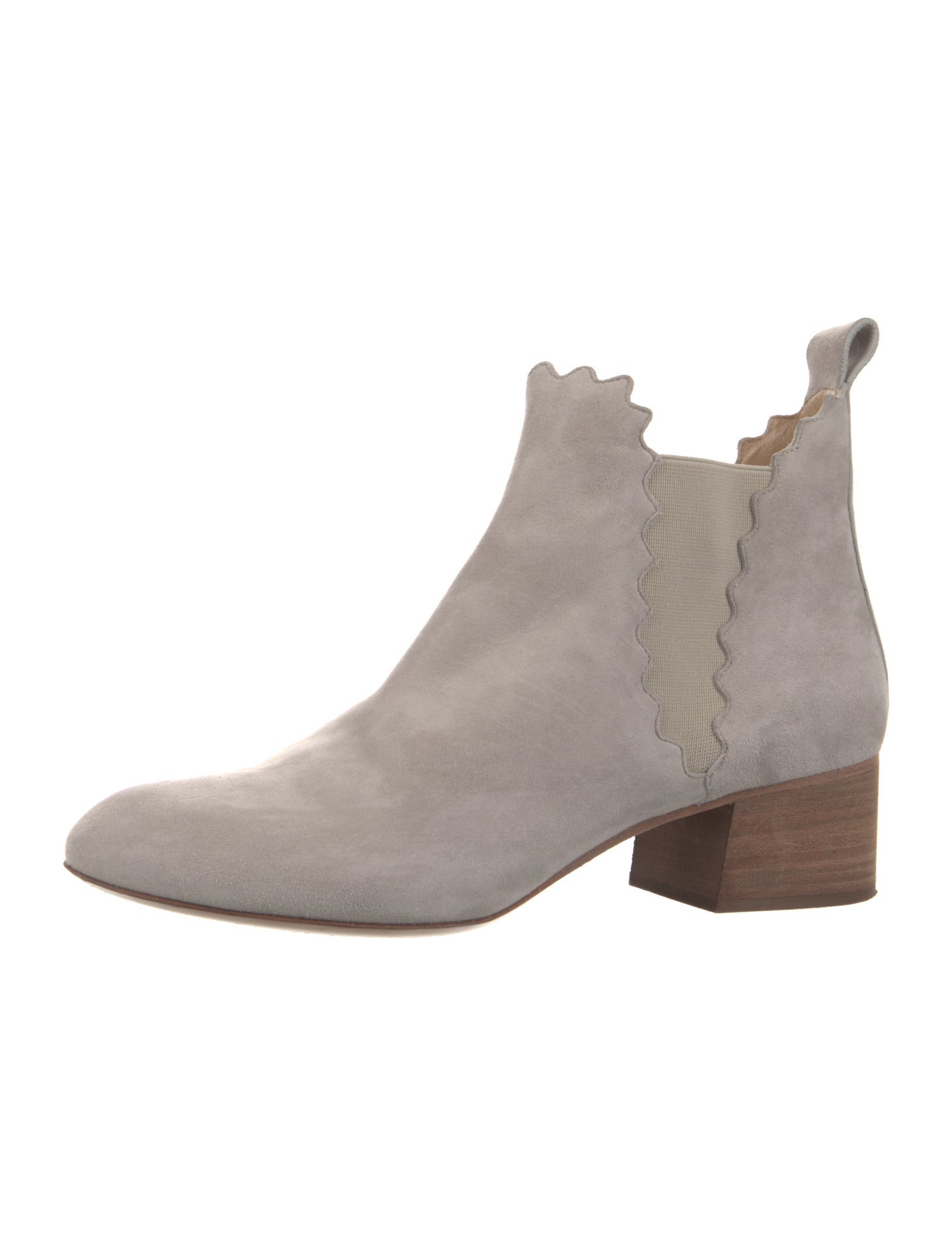 Chloé Suede Scalloped Accent Chelsea Boots