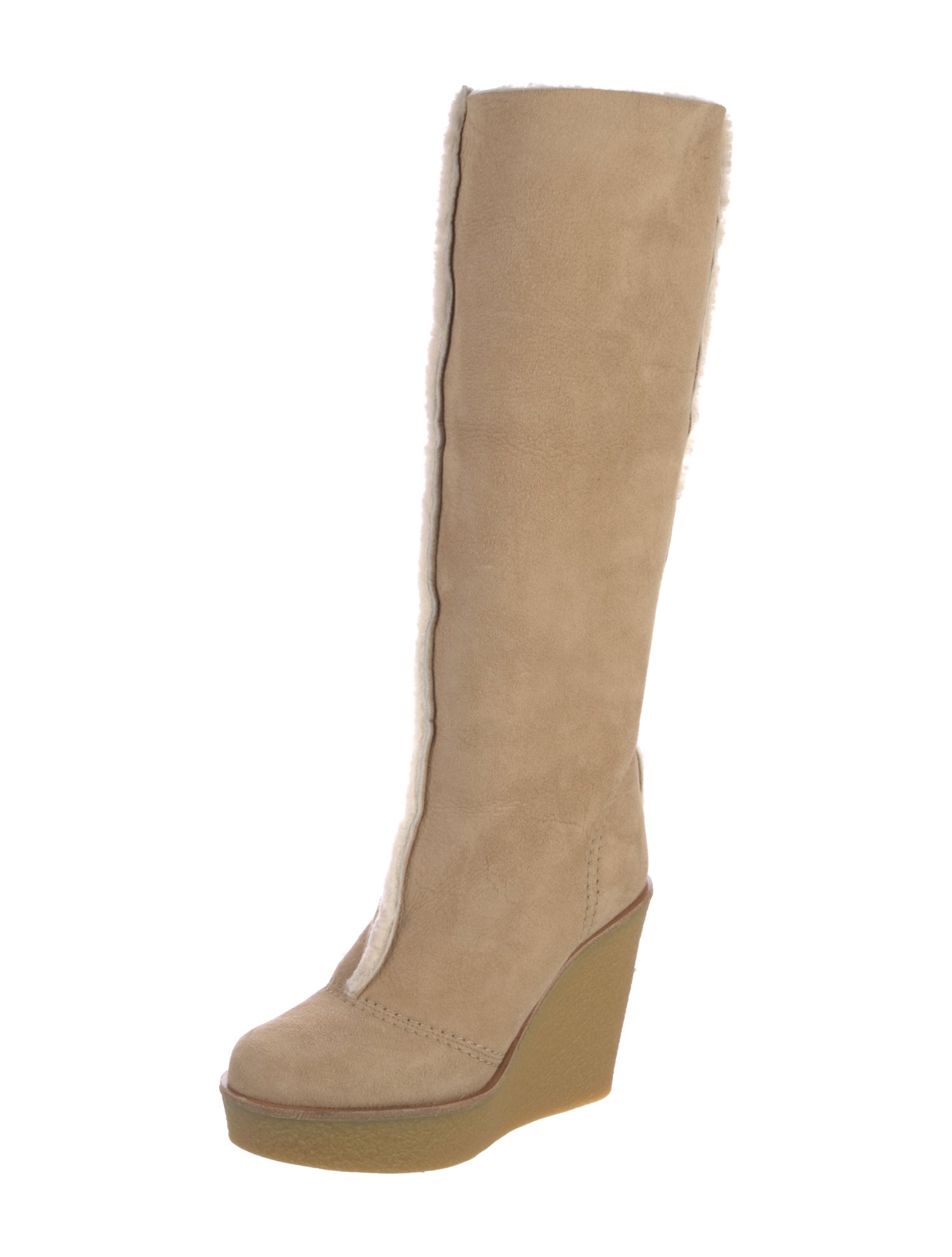 Chloé Suede Fur Trim Boots