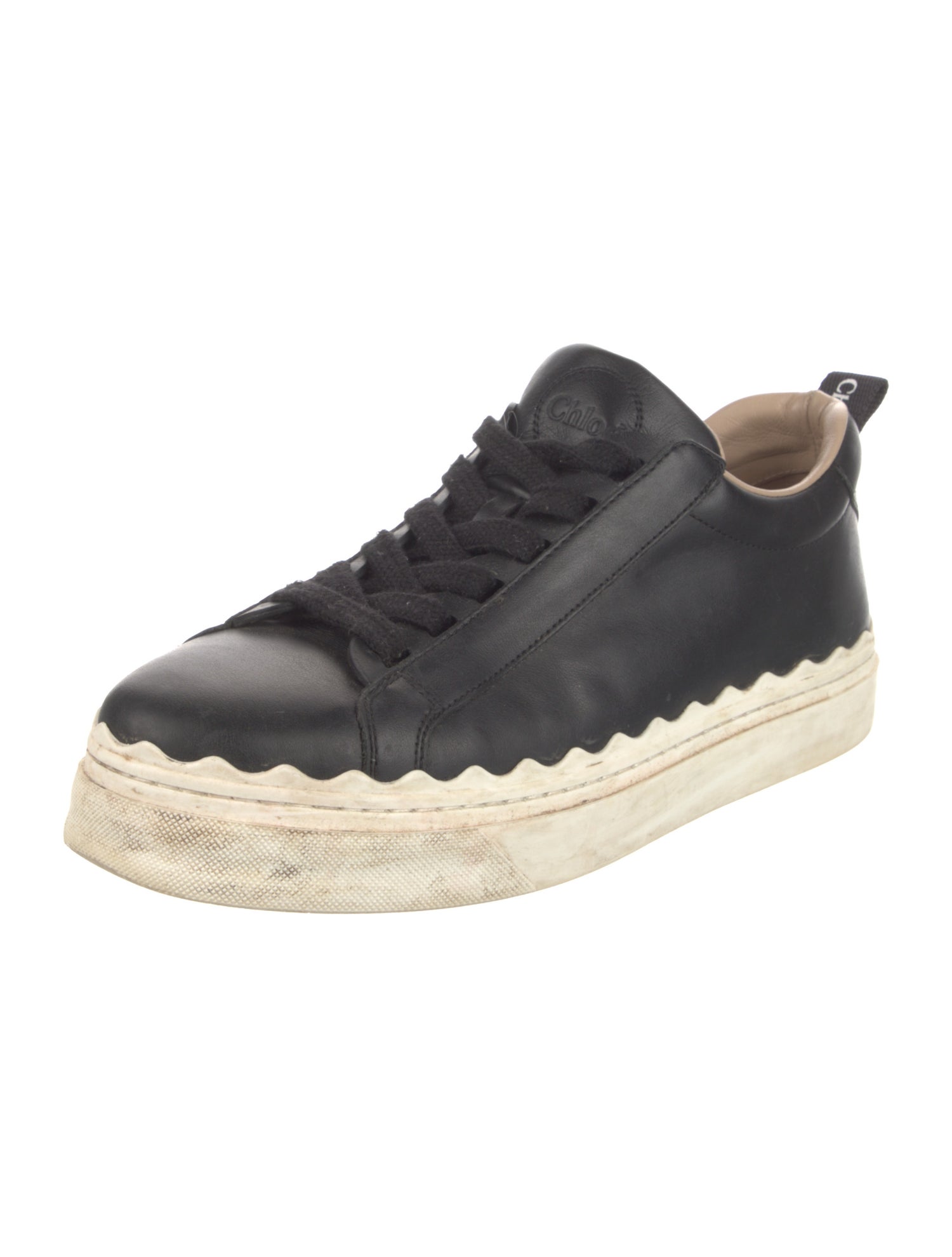 Chloé Leather Grosgrain Trim Sneakers