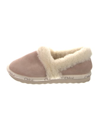 Chloé Suede Fur Trim Flats