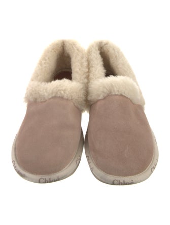 Chloé Suede Fur Trim Flats