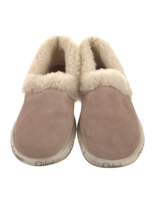 Chloé Suede Fur Trim Flats