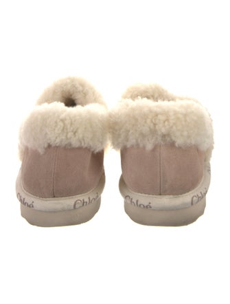 Chloé Suede Fur Trim Flats