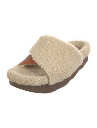 Chloé Shearling Leather Trim Embellishment Slides