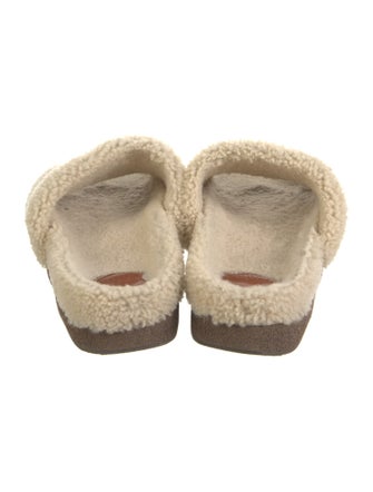 Chloé Shearling Leather Trim Embellishment Slides