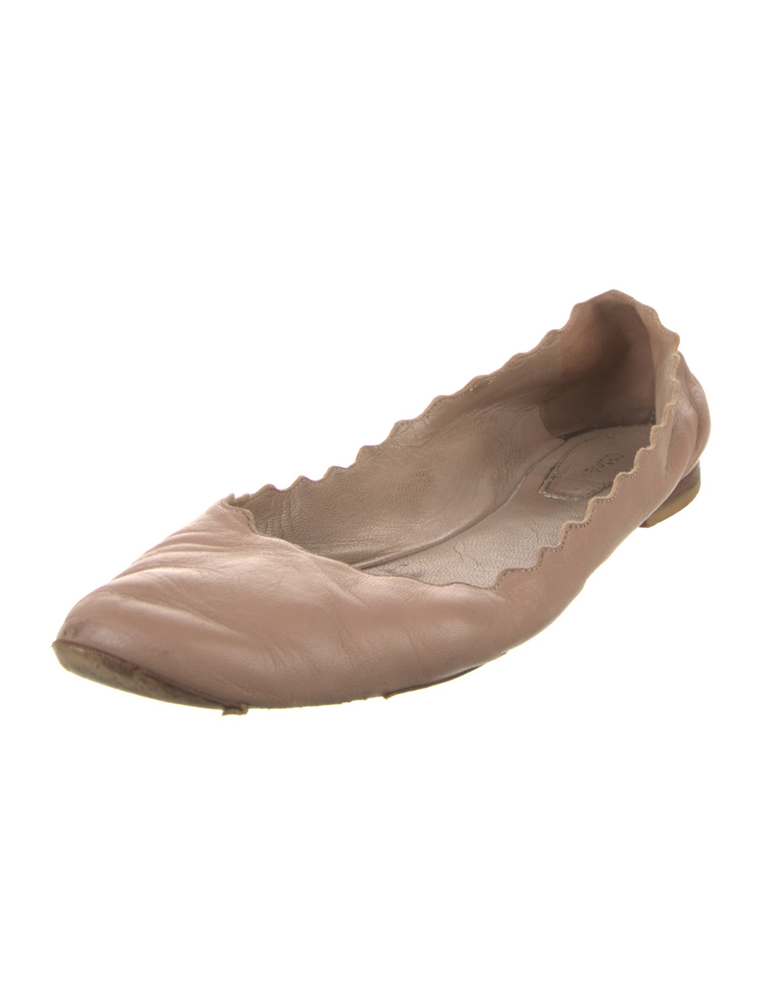 Chloé Leather Scalloped Accent Ballet Flats