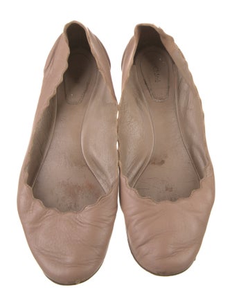 Chloé Leather Scalloped Accent Ballet Flats