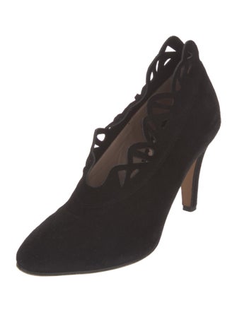 Chloé Suede Cutout Accent Lace-Up Boots