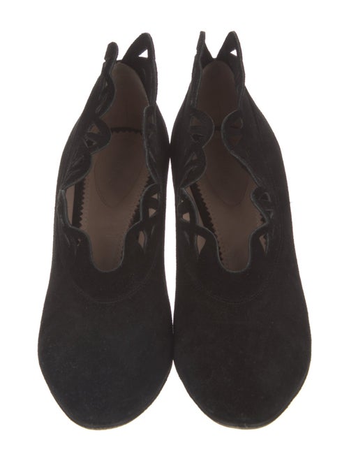 Chloé Suede Cutout Accent Lace-Up Boots