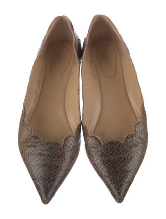 Chloé Snakeskin Scalloped Accent Ballet Flats