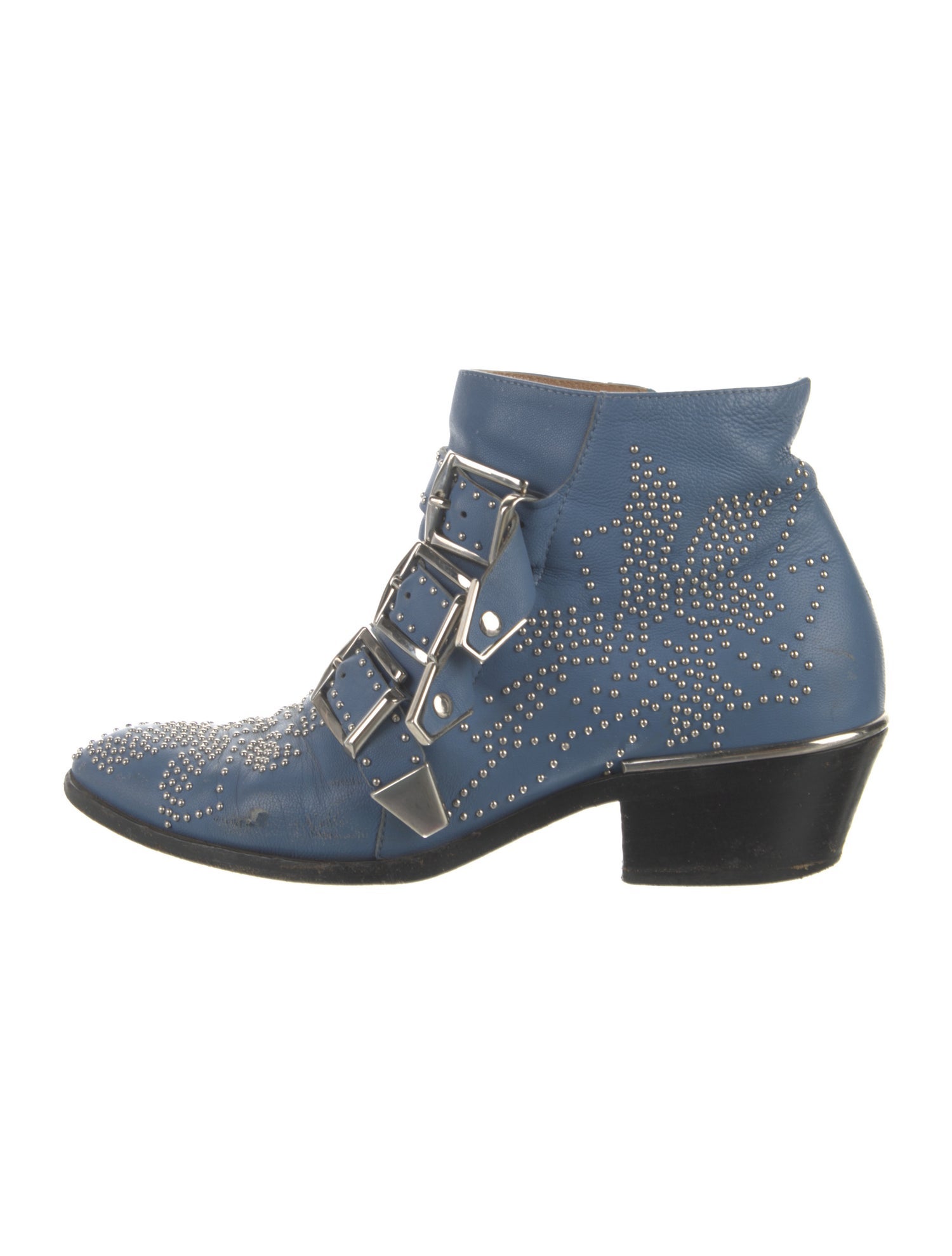 Chloé Leather Whipstitch Trim Moto Boots