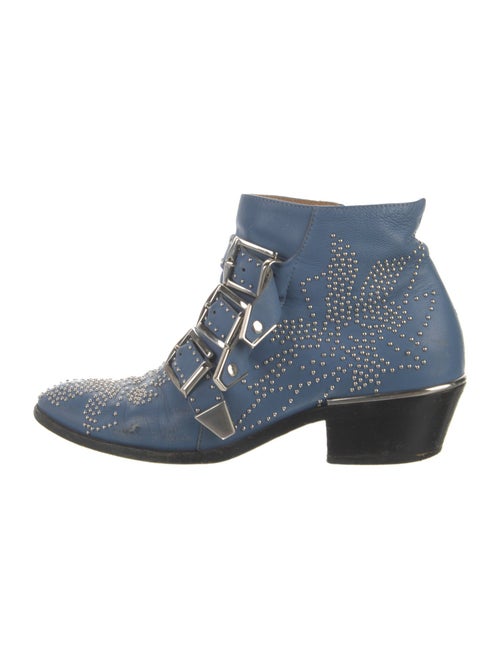 Chloé Leather Whipstitch Trim Moto Boots