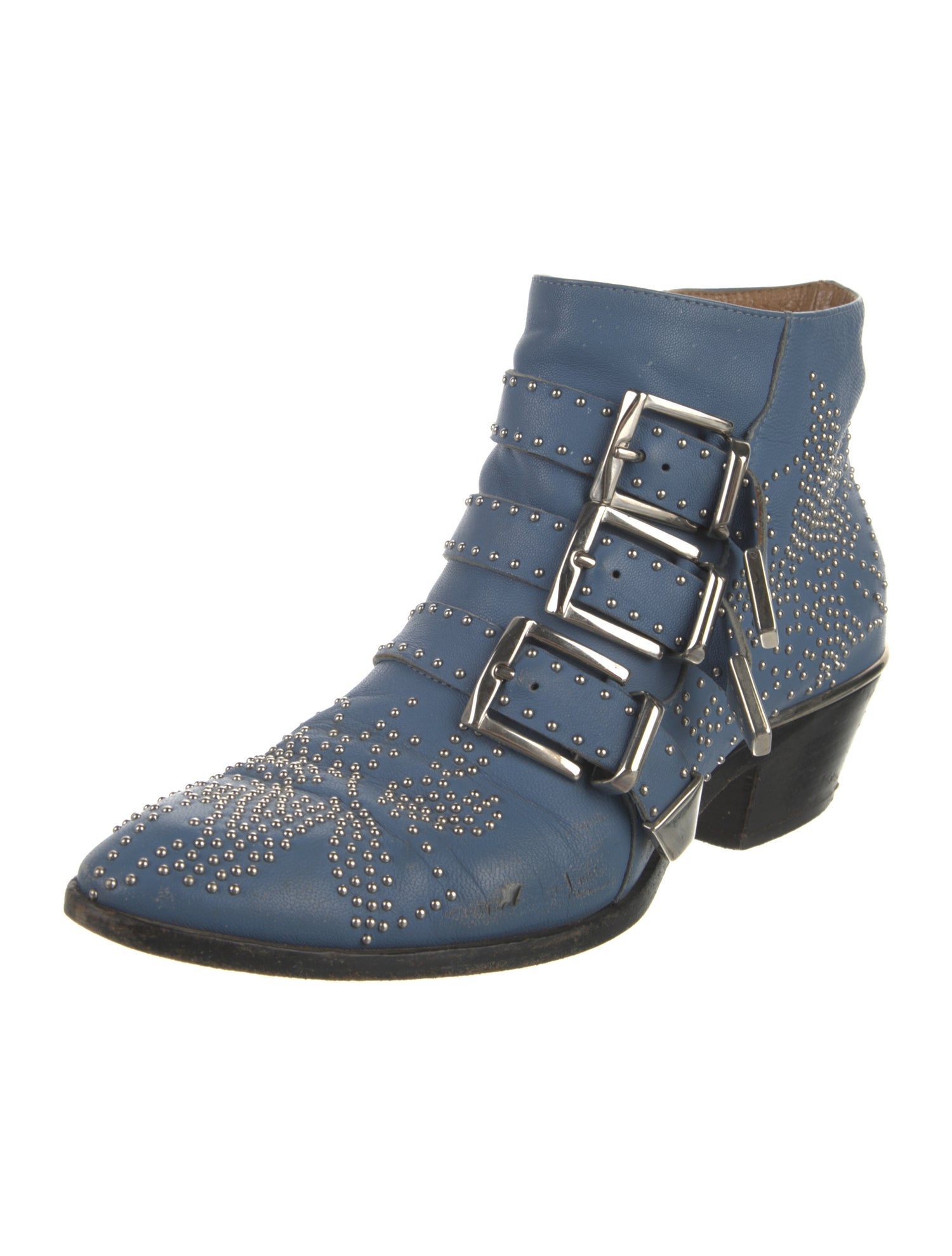Chloé Leather Whipstitch Trim Moto Boots