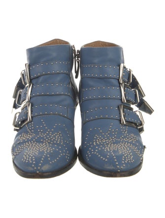 Chloé Leather Whipstitch Trim Moto Boots