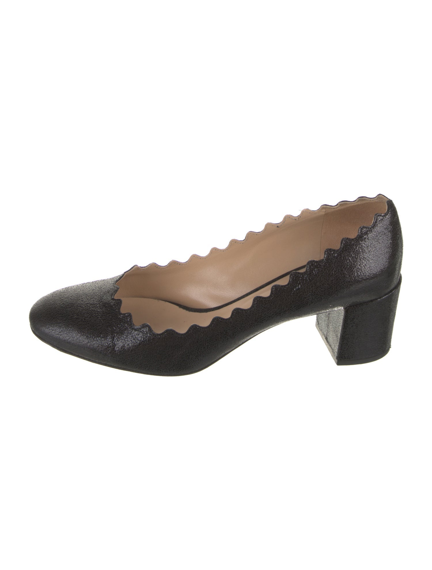 Chloé Leather Scalloped Accent Pumps