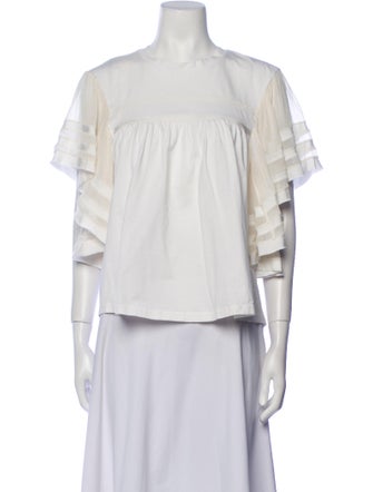 Chloé Crew Neck Three-Quarter Sleeve Blouse