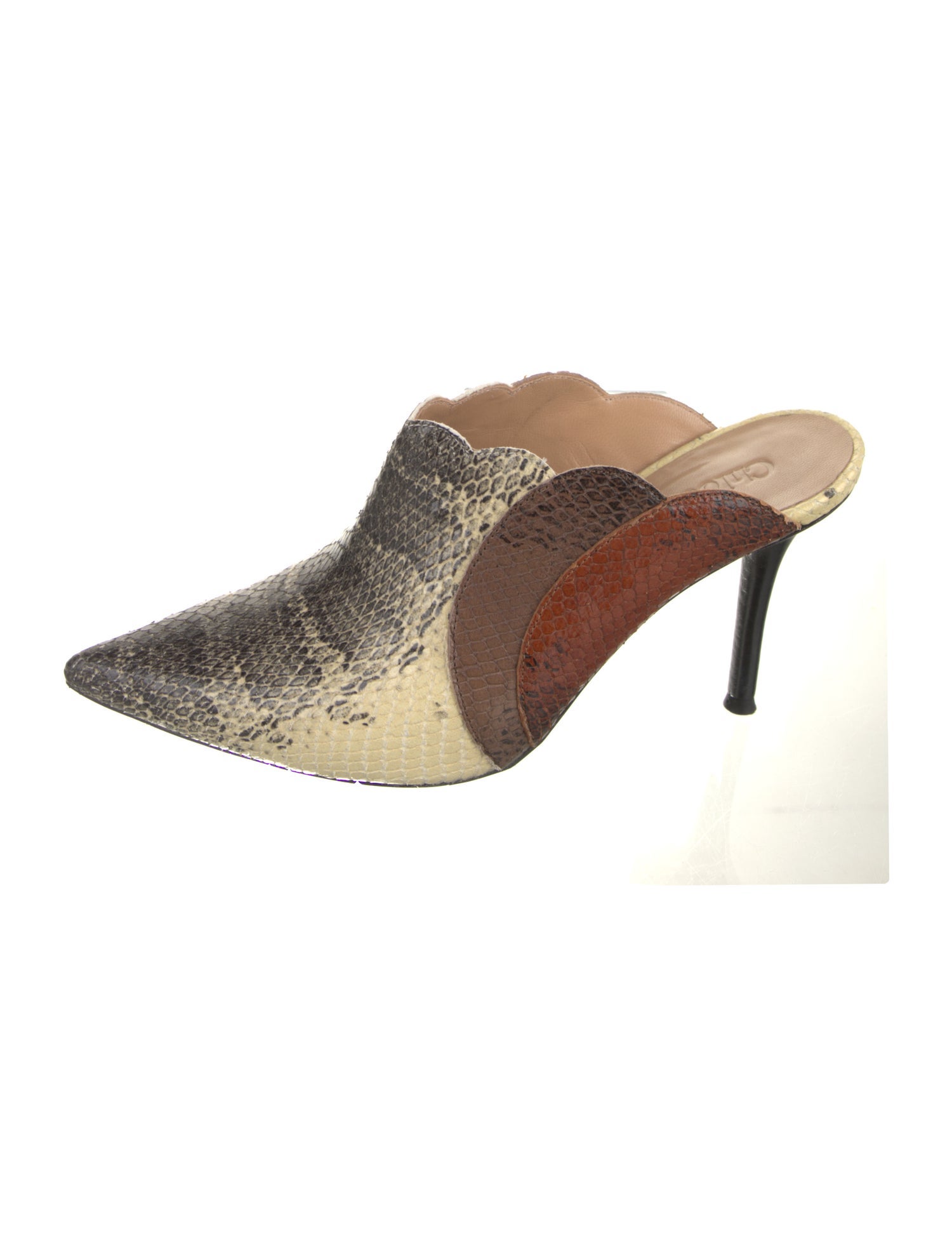 Chloé Snakeskin Animal Print Mules