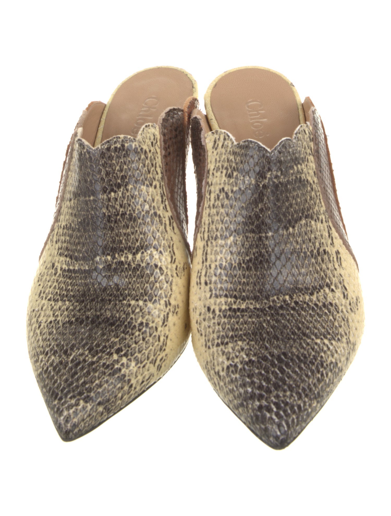 Chloé Snakeskin Animal Print Mules