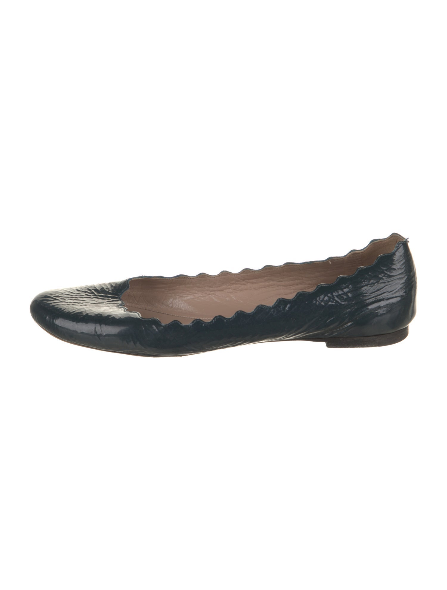 Chloé Patent Leather Scalloped Accent Ballet Flats