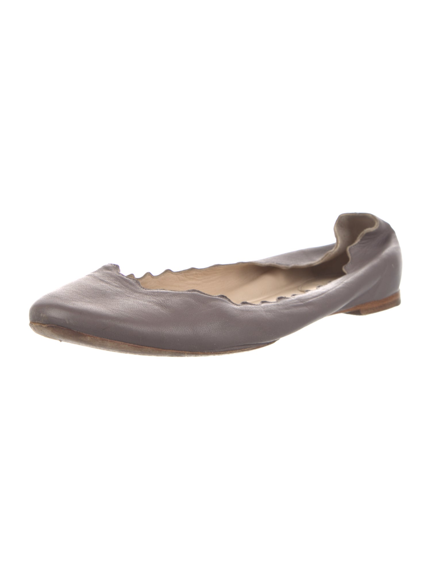 Chloé Leather Scalloped Accent Ballet Flats