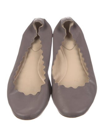 Chloé Leather Scalloped Accent Ballet Flats