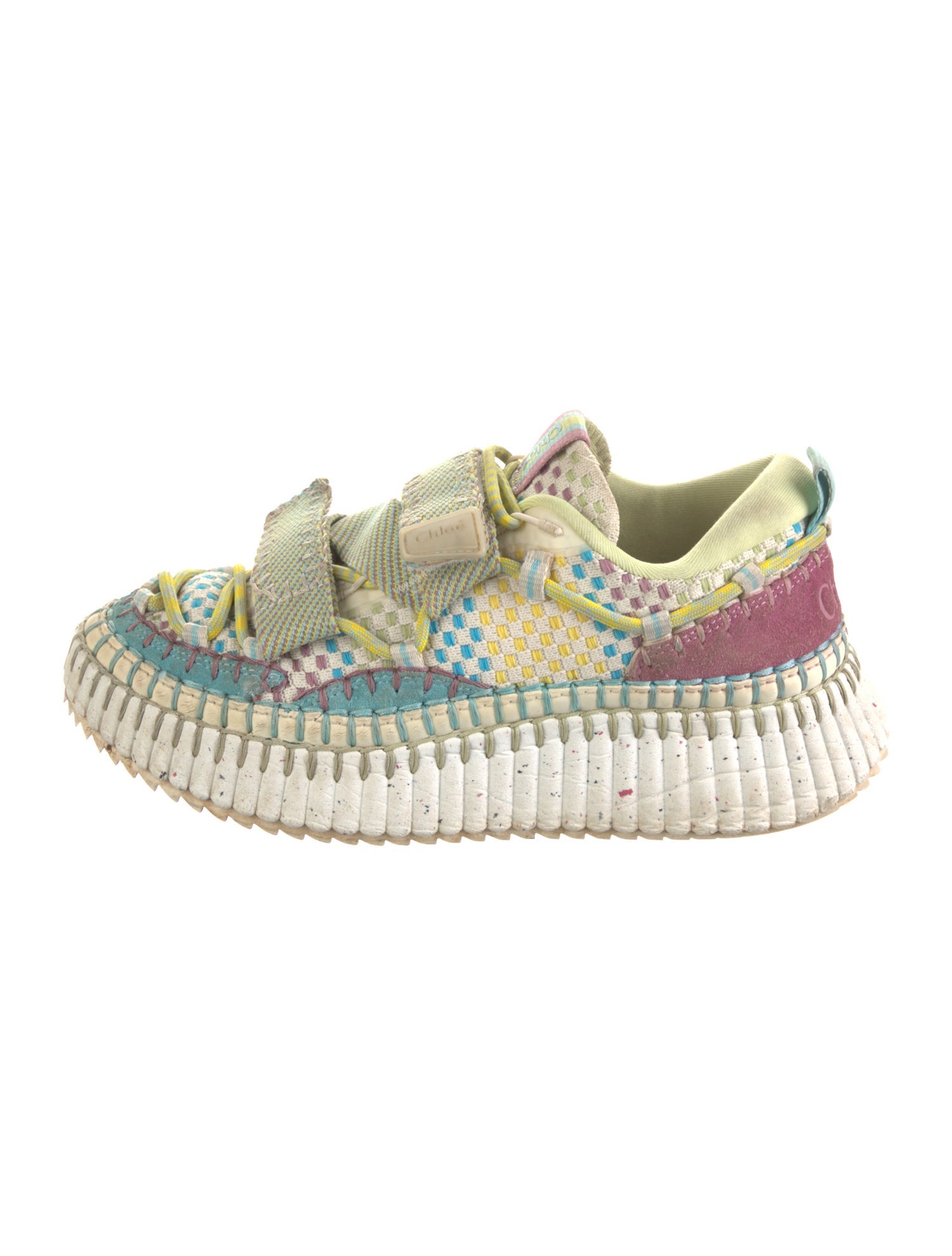 Chloé Colorblock Pattern Whipstitch Trim Sneakers