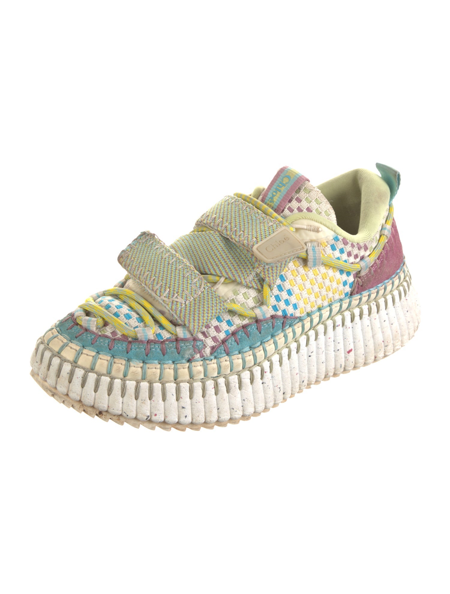 Chloé Colorblock Pattern Whipstitch Trim Sneakers