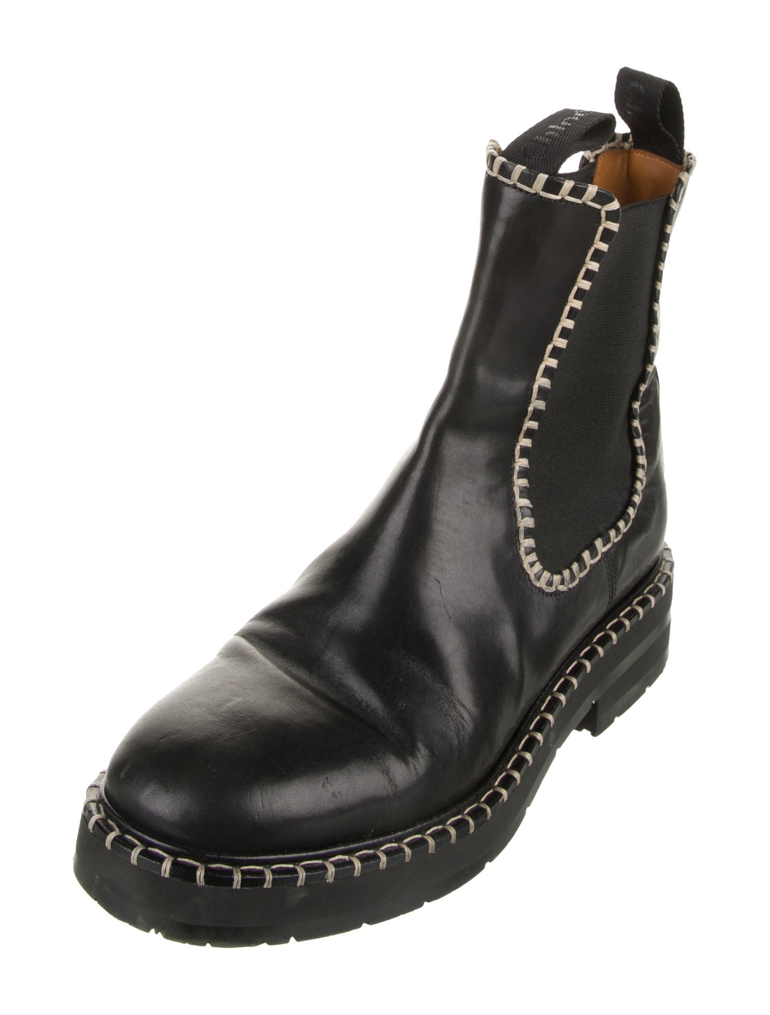 Chloé Leather Whipstitch Trim Chelsea Boots