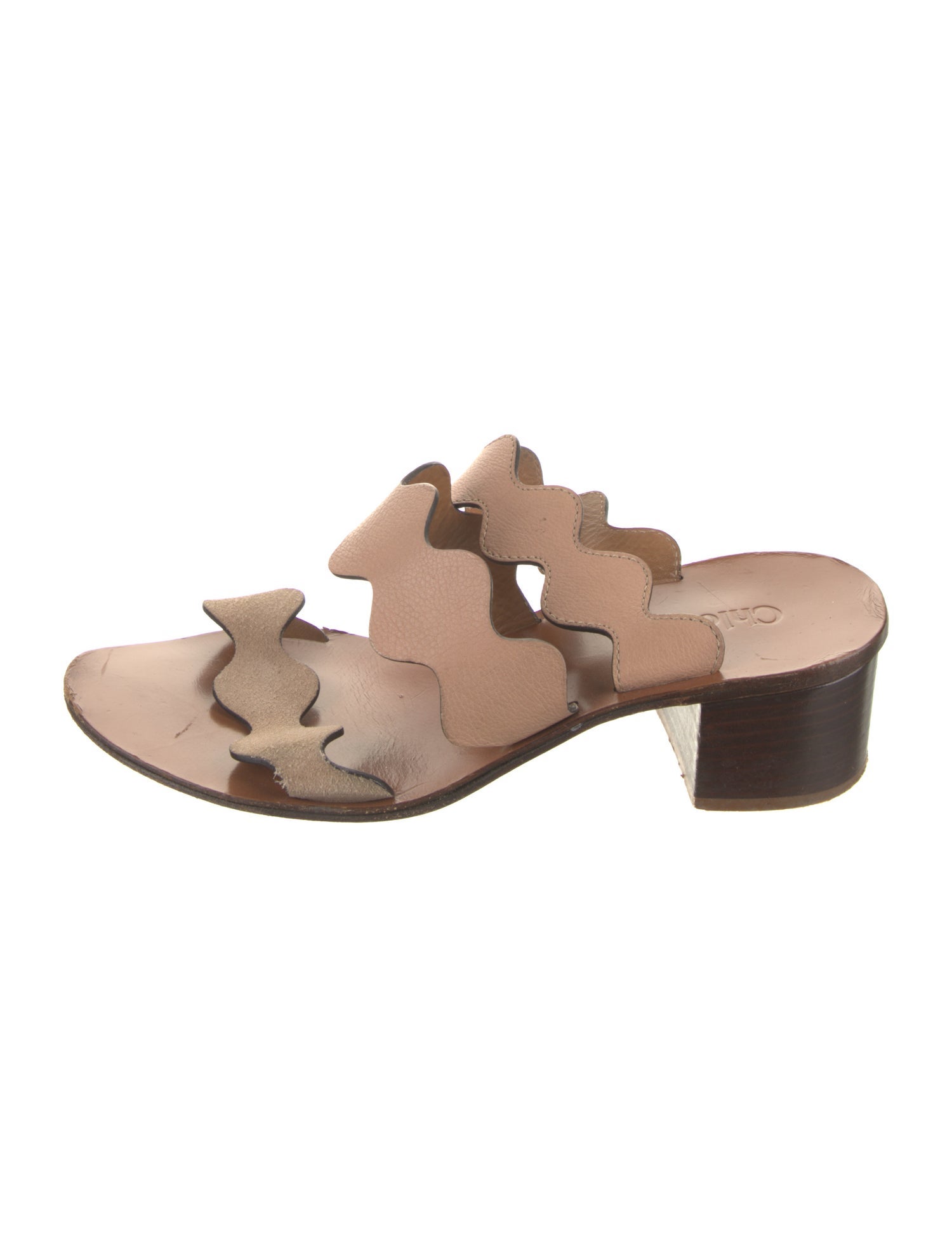Chloé Leather Scalloped Accent Slides