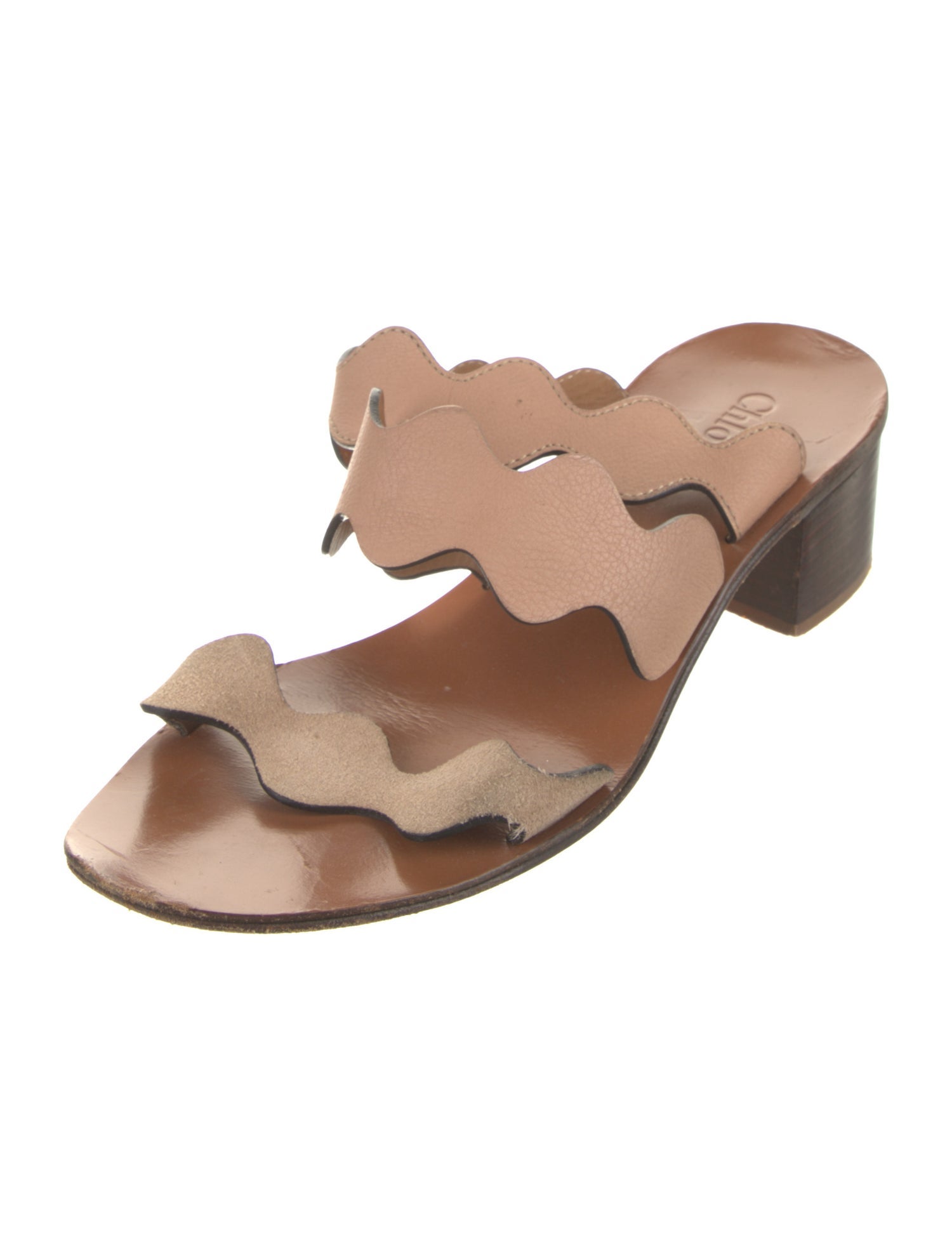 Chloé Leather Scalloped Accent Slides