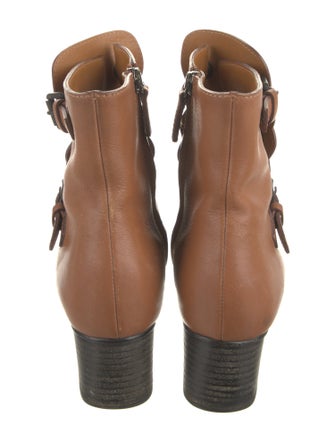 Chloé Leather Scalloped Accent Lace-Up Boots