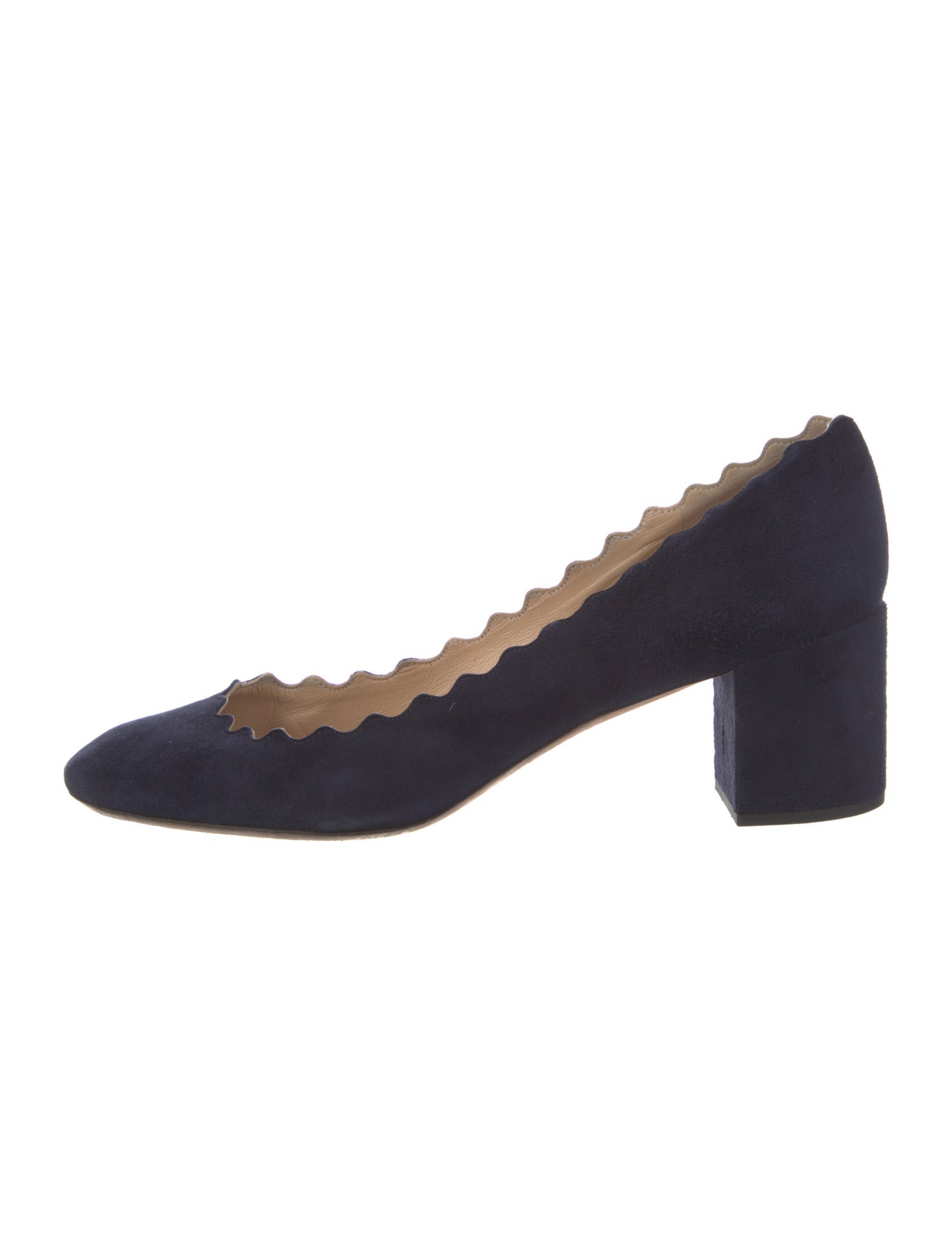 Chloé Suede Scalloped Accent Pumps