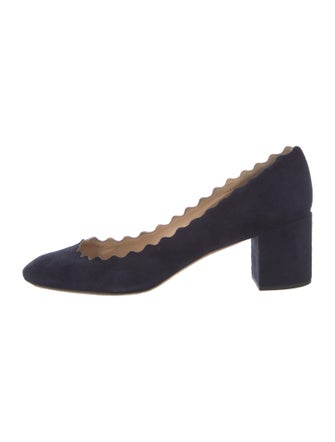 Chloé Suede Scalloped Accent Pumps