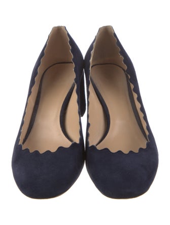 Chloé Suede Scalloped Accent Pumps