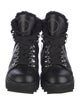 Chloé Leather Fur Trim Combat Boots