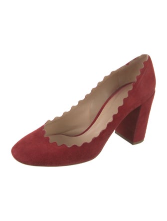 Chloé Suede Scalloped Accent Pumps