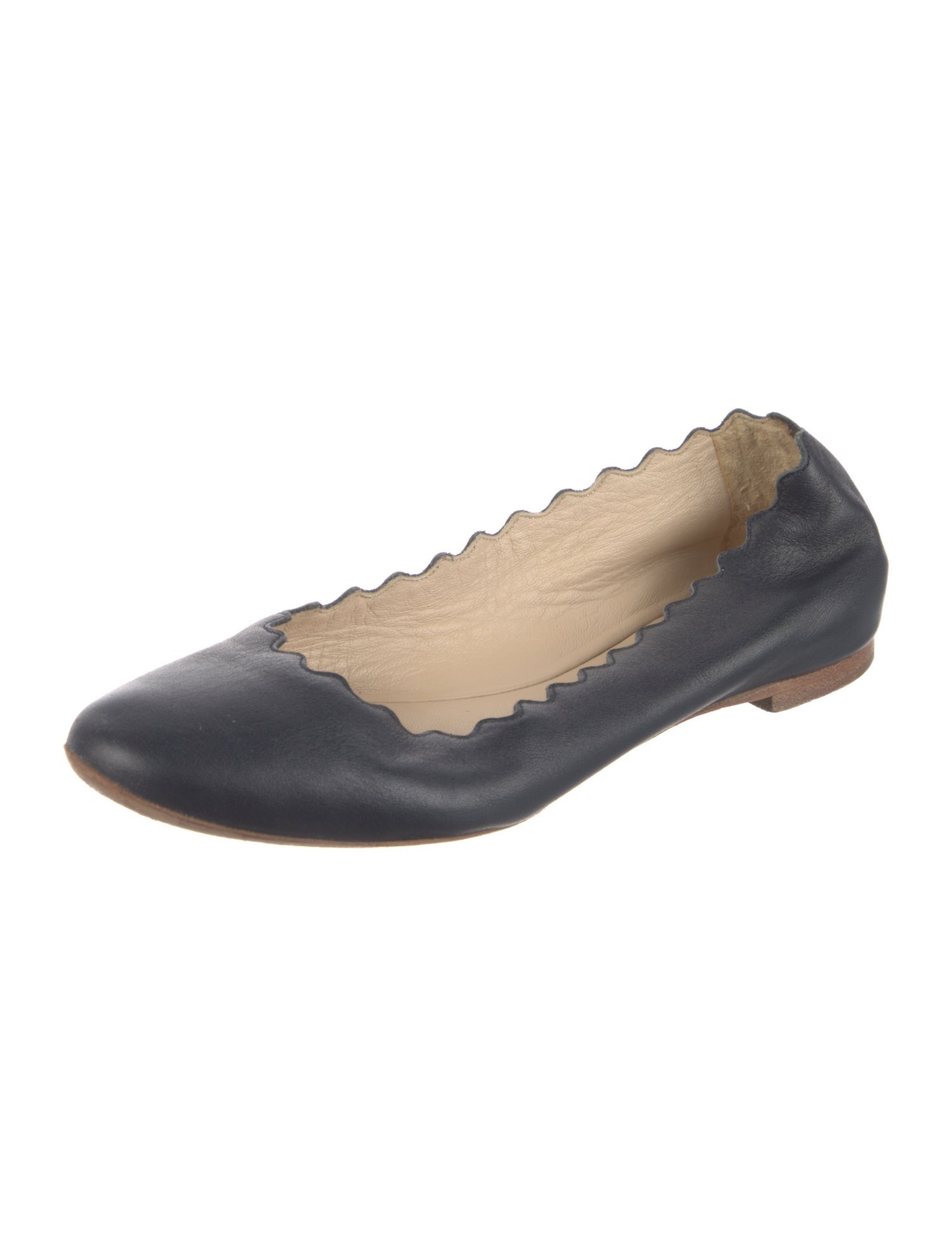 Chloé Leather Scalloped Accent Ballet Flats