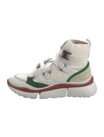 Chloé Canvas Striped Wedge Sneakers