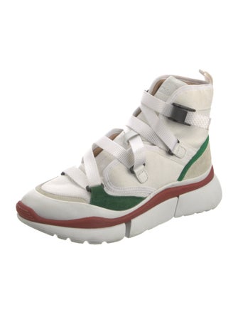 Chloé Canvas Striped Wedge Sneakers