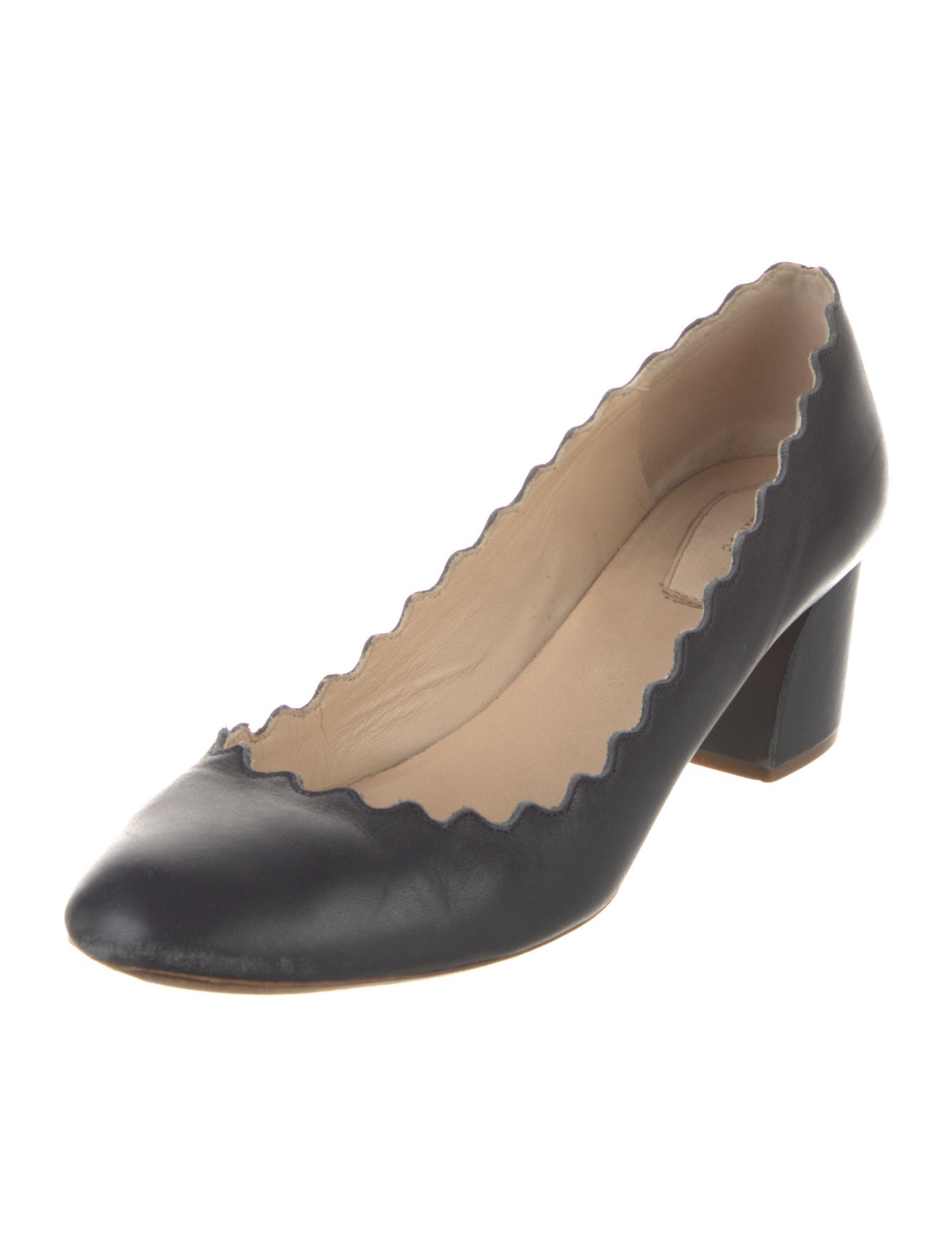 Chloé Leather Scalloped Accent Pumps