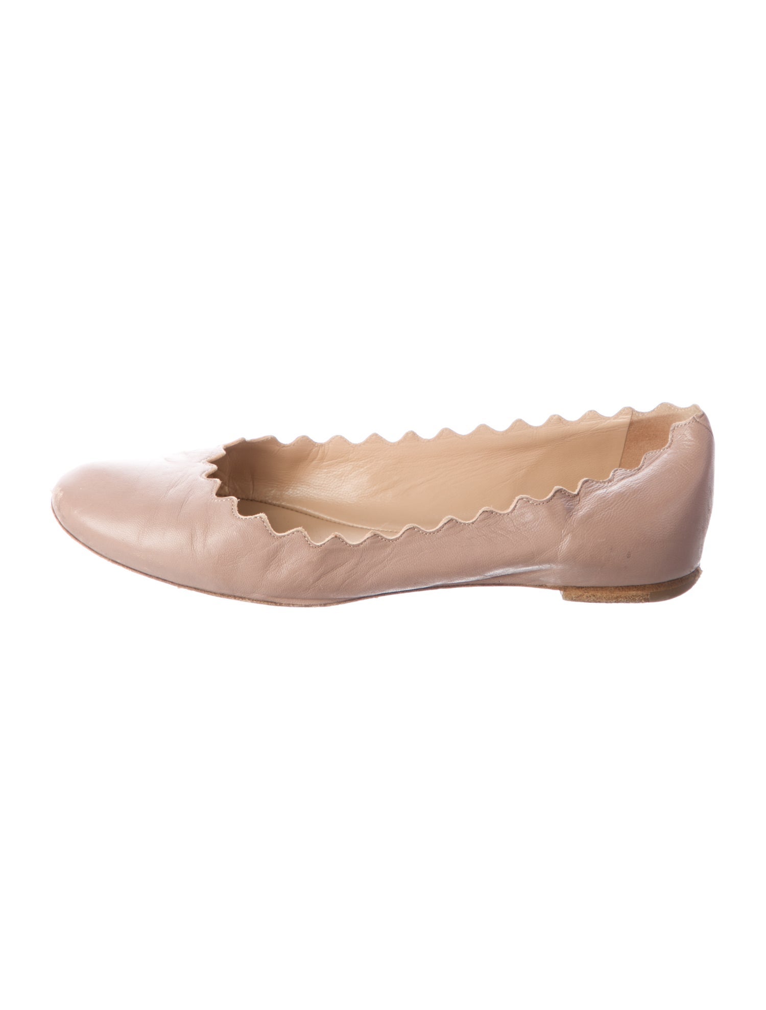 Chloé Leather Scalloped Accent Ballet Flats
