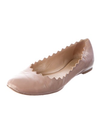Chloé Leather Scalloped Accent Ballet Flats