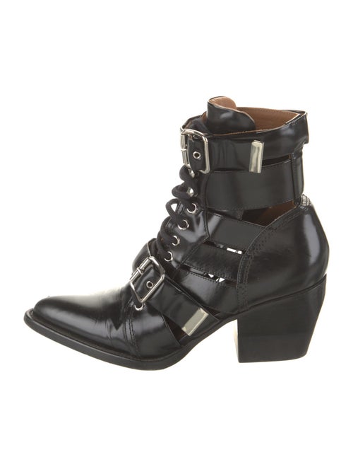 Chloé Patent Leather Cutout Accent Lace-Up Boots