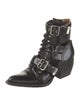 Chloé Patent Leather Cutout Accent Lace-Up Boots