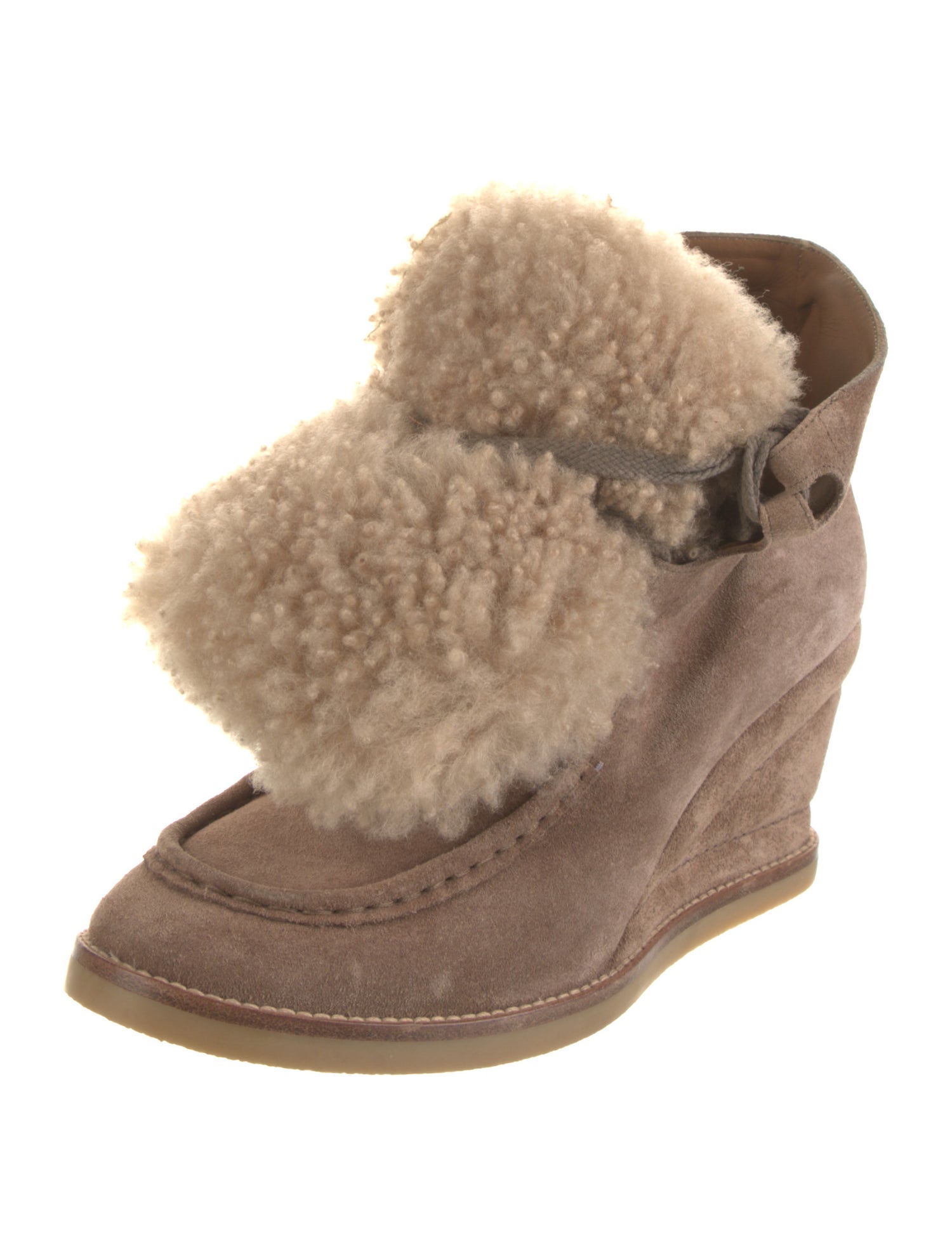 Chloé Suede Fur Trim Boots
