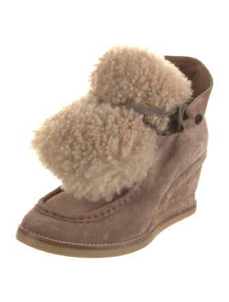 Chloé Suede Fur Trim Boots